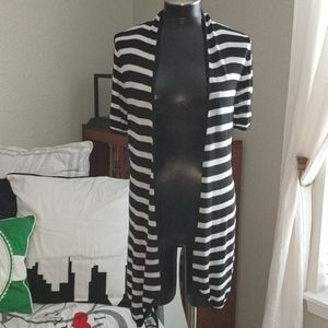 WHBM Black & White Striped Cardigan